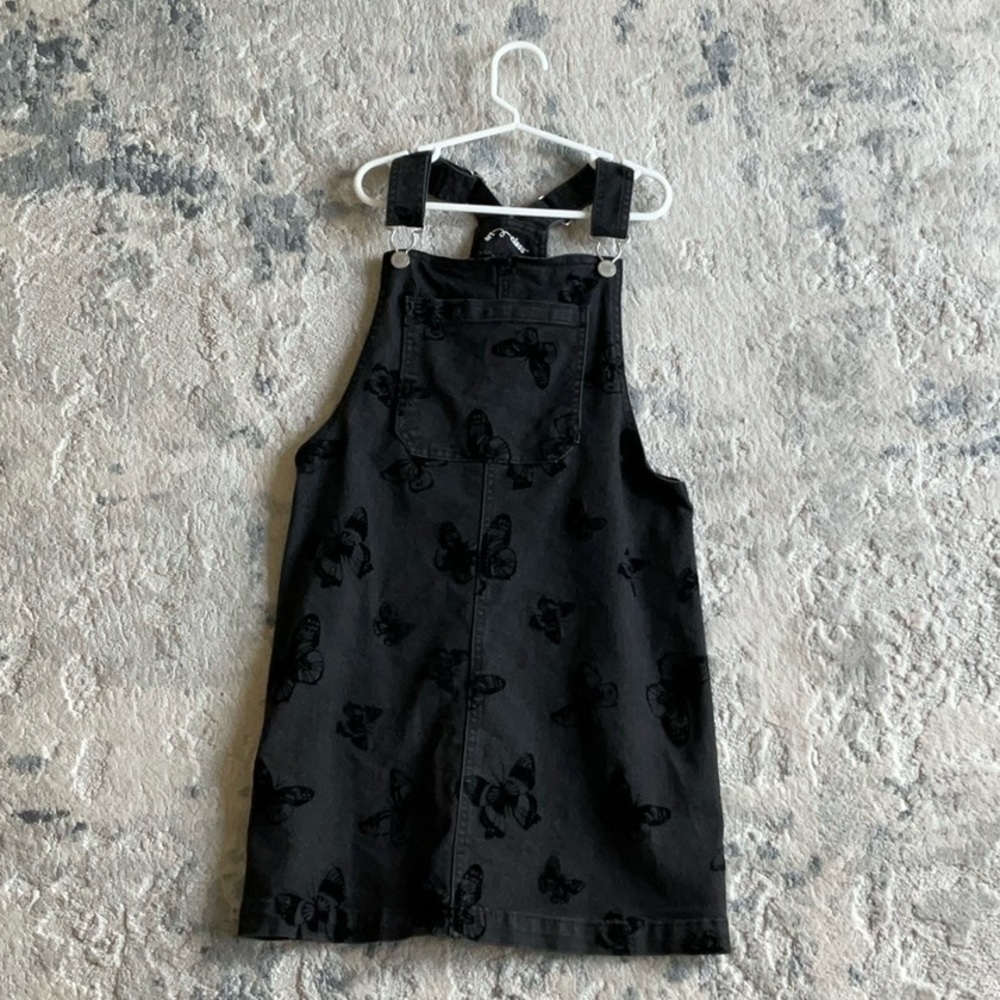 KIDS BLACK WITH VELVET BUTTERFLIES OVERALL SKIRT
